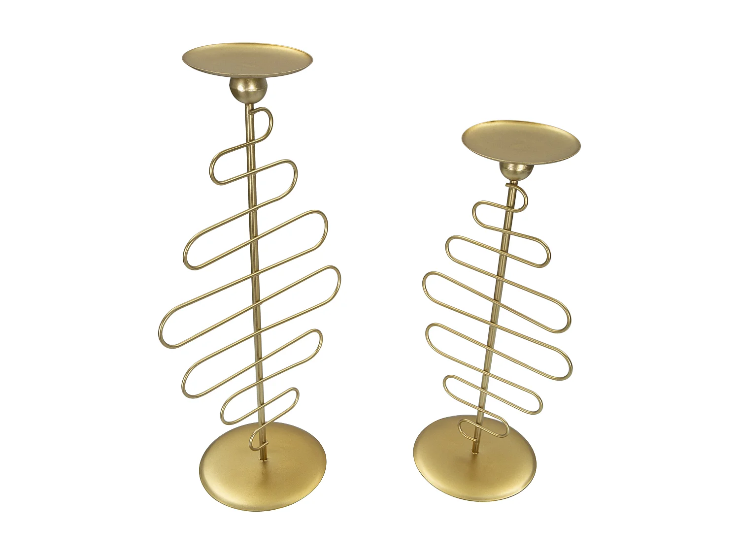 Set di 2 portacandele in metallo dorato cm 25x16x51 - 20x16x43