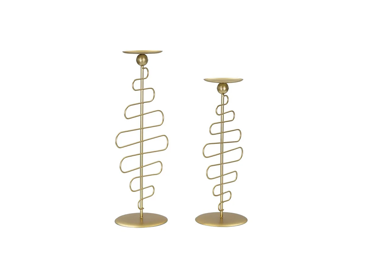 2er-Set Kerzenhalter aus Metall goldfarben 25x16x51 - 20x16x43 cm