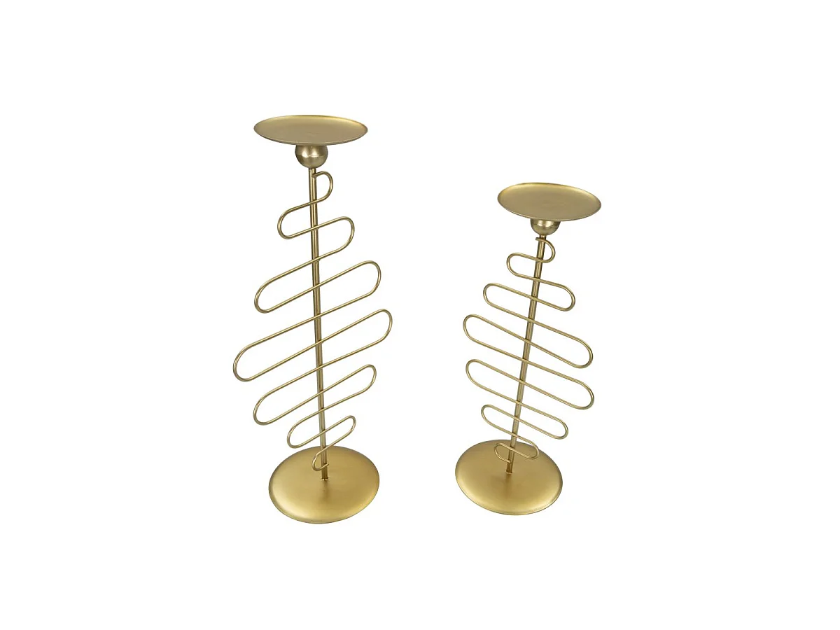 2er-Set Kerzenhalter aus Metall goldfarben 25x16x51 - 20x16x43 cm