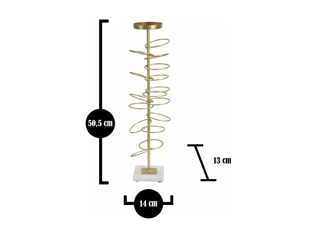 Bougeoir Design en Métal "Rings" 50cm Or