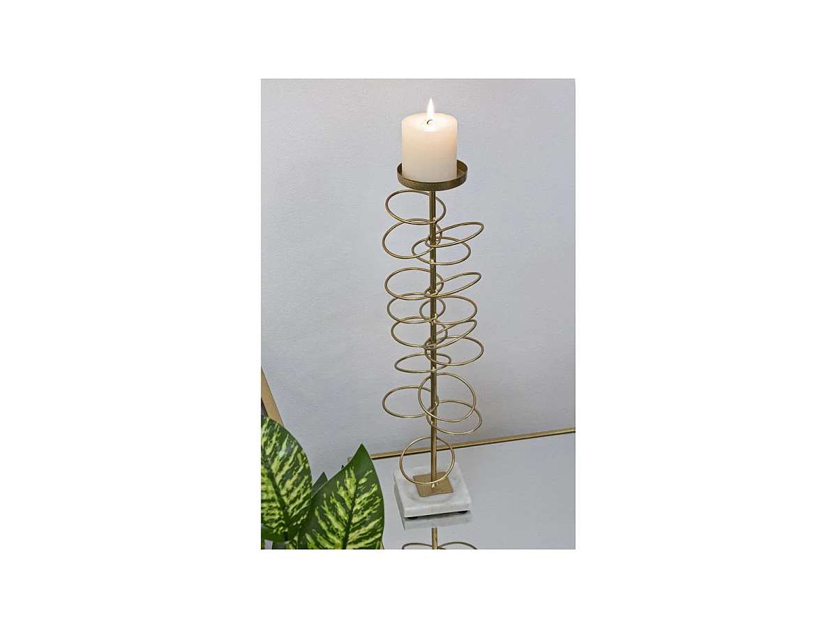 Bougeoir Design en Métal "Rings" 50cm Or