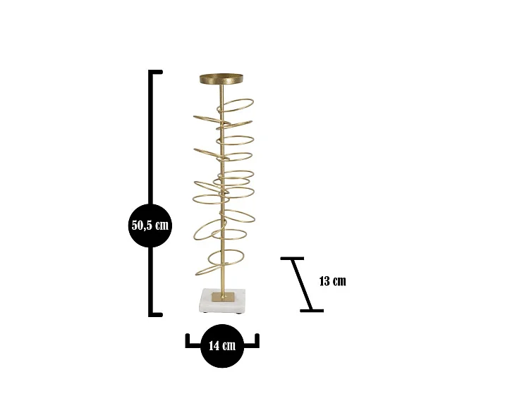 Bougeoir Design en Métal "Rings" 50cm Or
