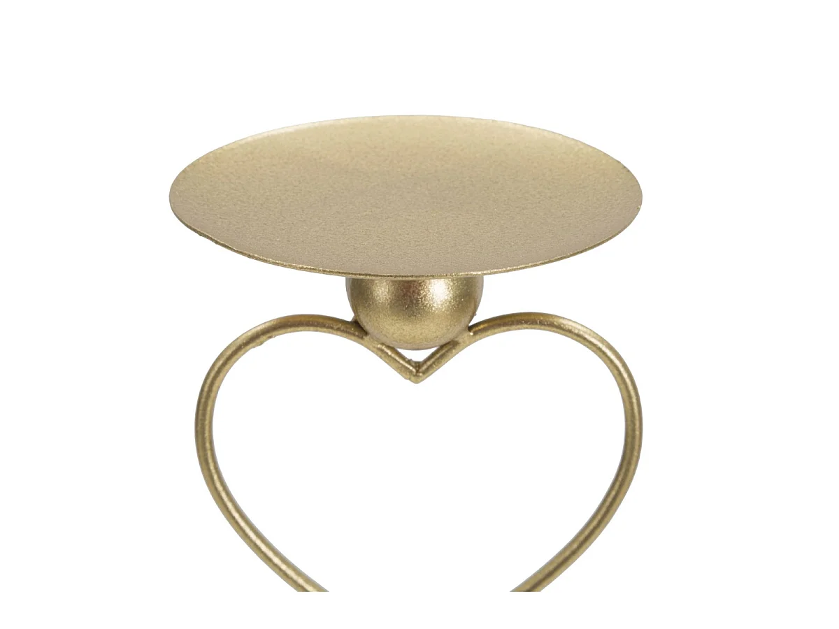 Bougeoir Design en Métal "Cœurs" 32cm Or