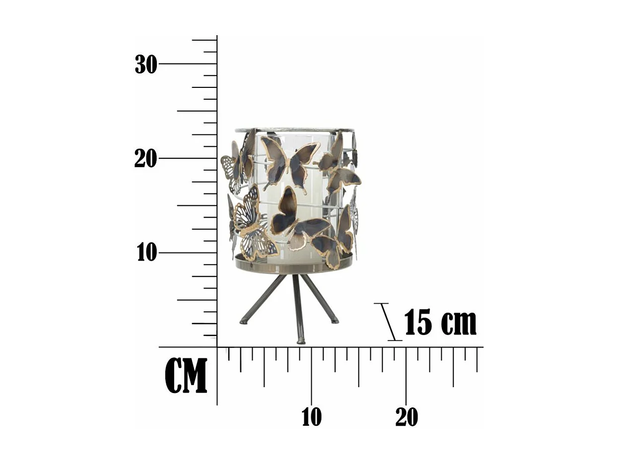 Photophore sur Pied en Métal "Farfalle" 23cm Multicolore