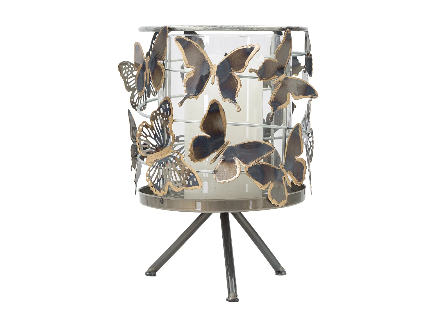 Photophore sur Pied en Métal "Farfalle" 23cm Multicolore