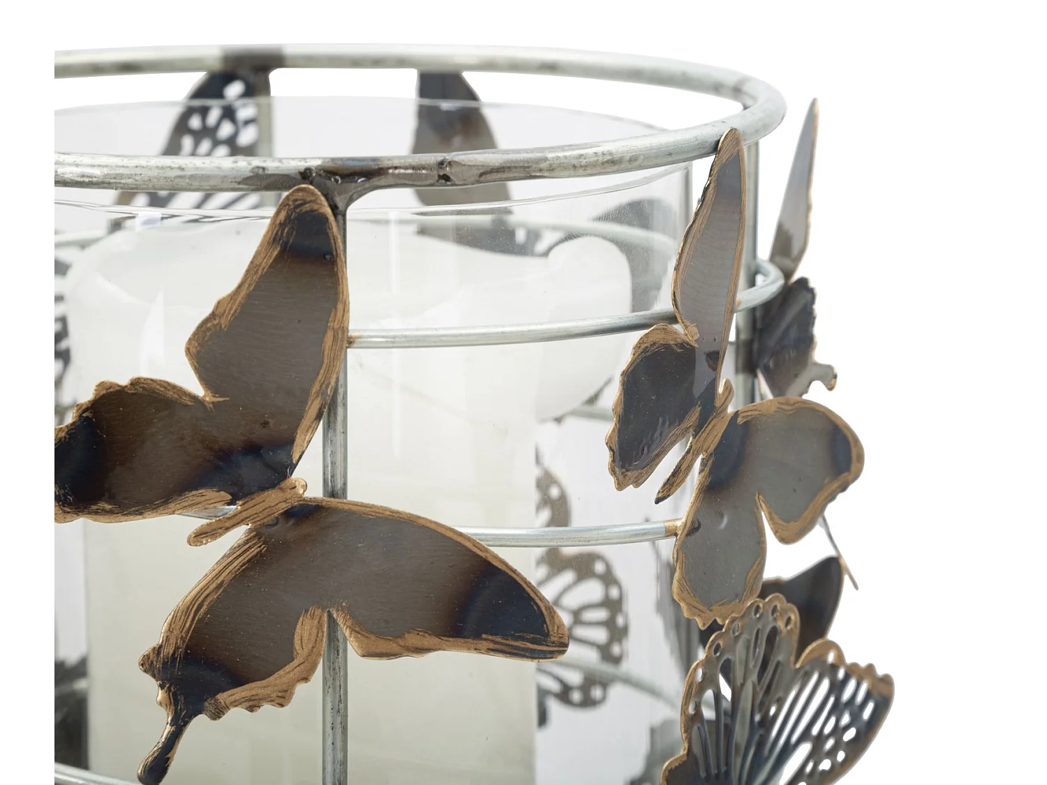 Photophore sur Pied en Métal "Farfalle" 23cm Multicolore