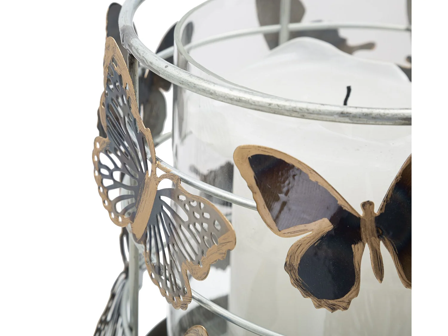 Photophore sur Pied en Métal "Farfalle" 23cm Multicolore