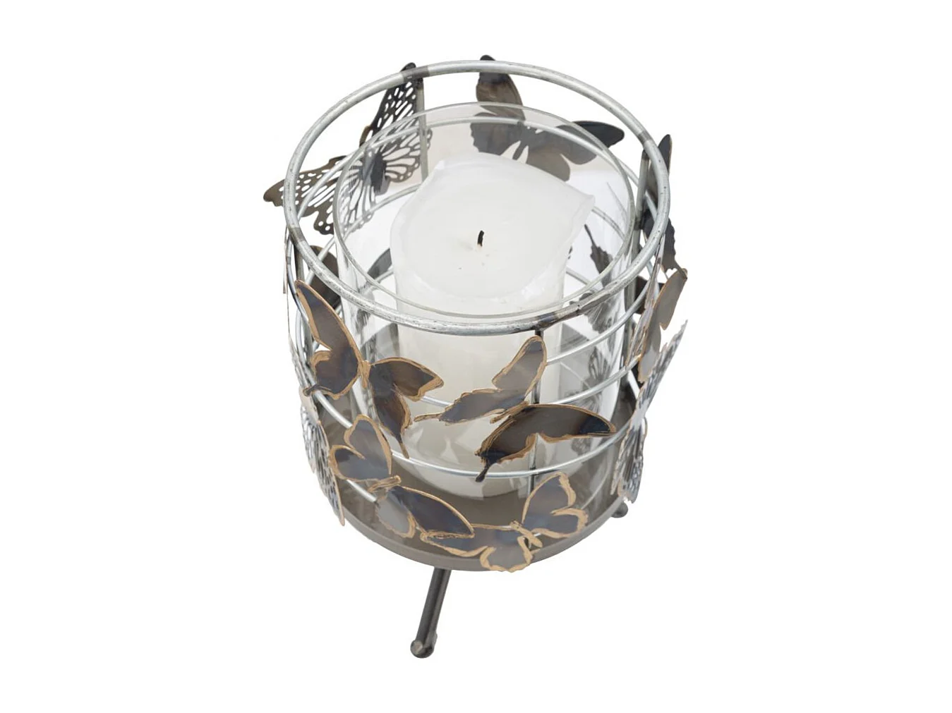 Photophore sur Pied en Métal "Farfalle" 23cm Multicolore