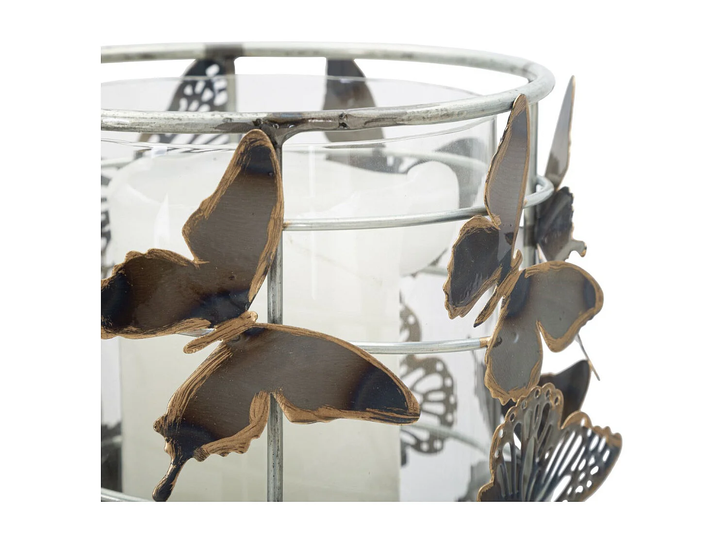 Photophore sur Pied en Métal "Farfalle" 23cm Multicolore