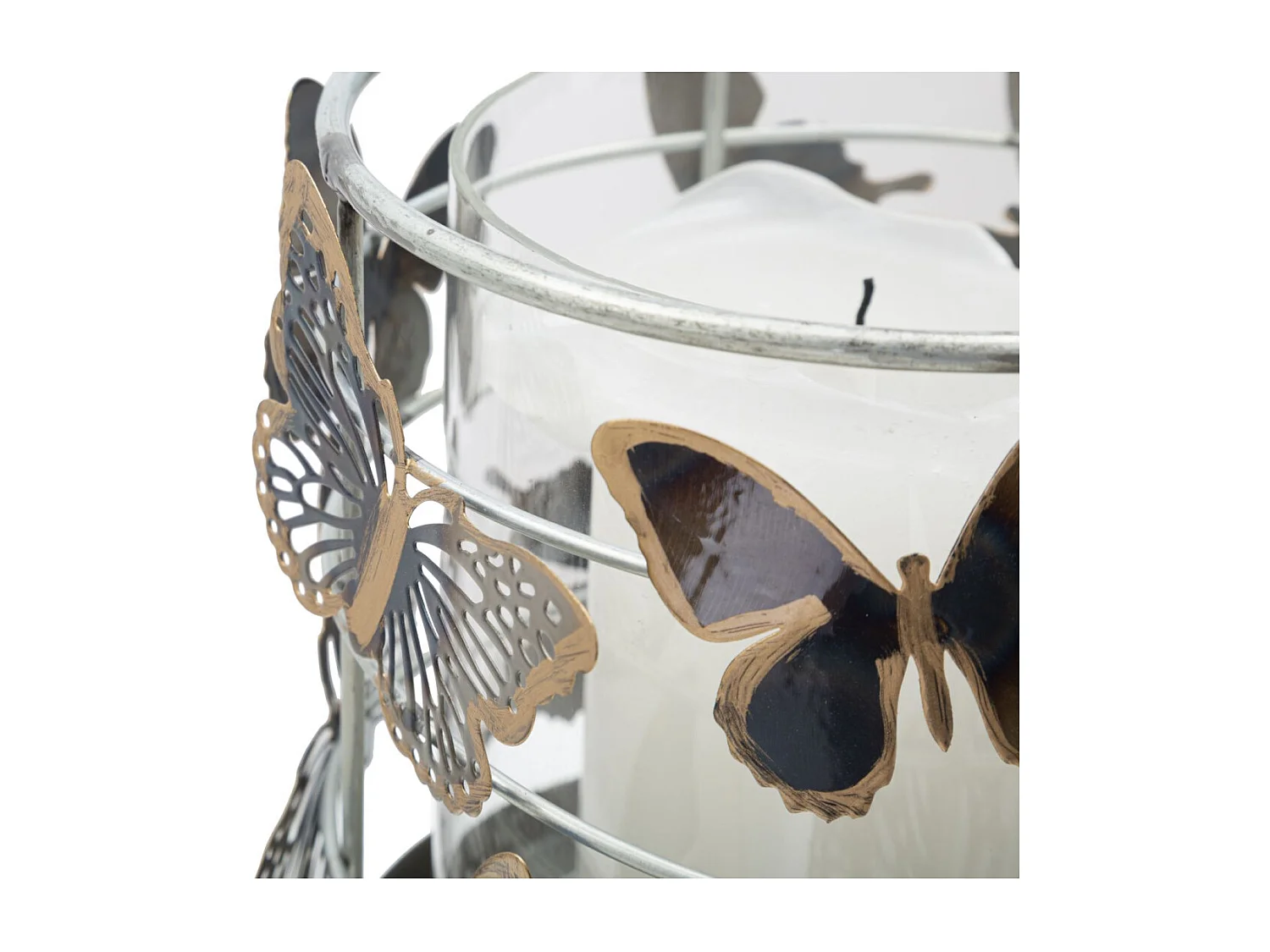 Photophore sur Pied en Métal "Farfalle" 23cm Multicolore