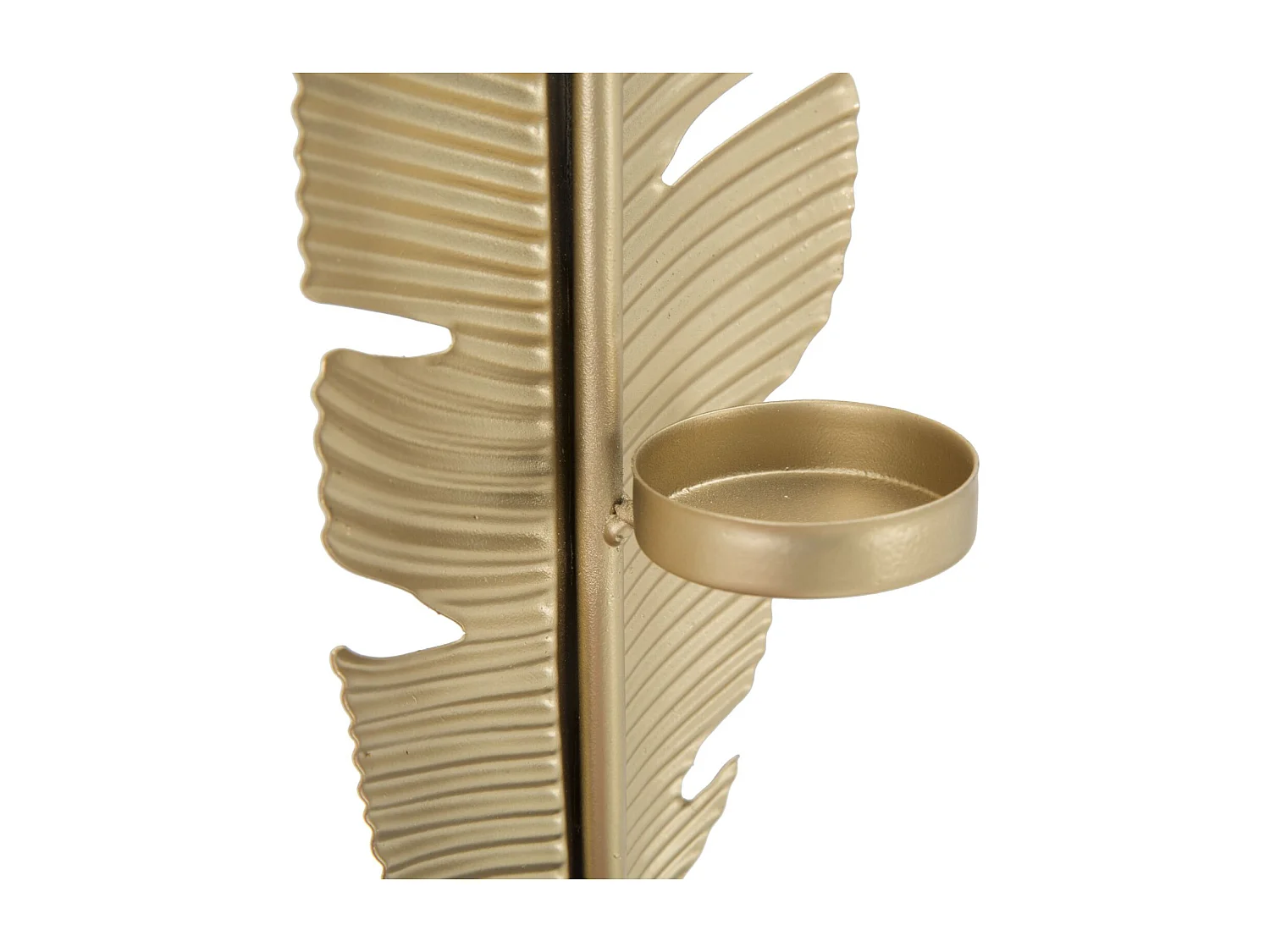 Plume Déco en Métal "Bougeoir" 34cm Or