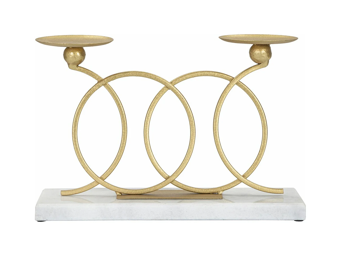 Support de Bougie Géométrique en Métal Doré avec Base en Marbre Blanc - Porte-bougie Infinity 30x9x20 cm, Design Élégant, Peut Contenir 2 Bougies