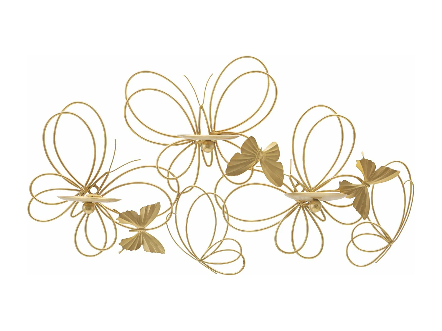 Bougeoir Mural en Métal "Butterflies" 61cm Or