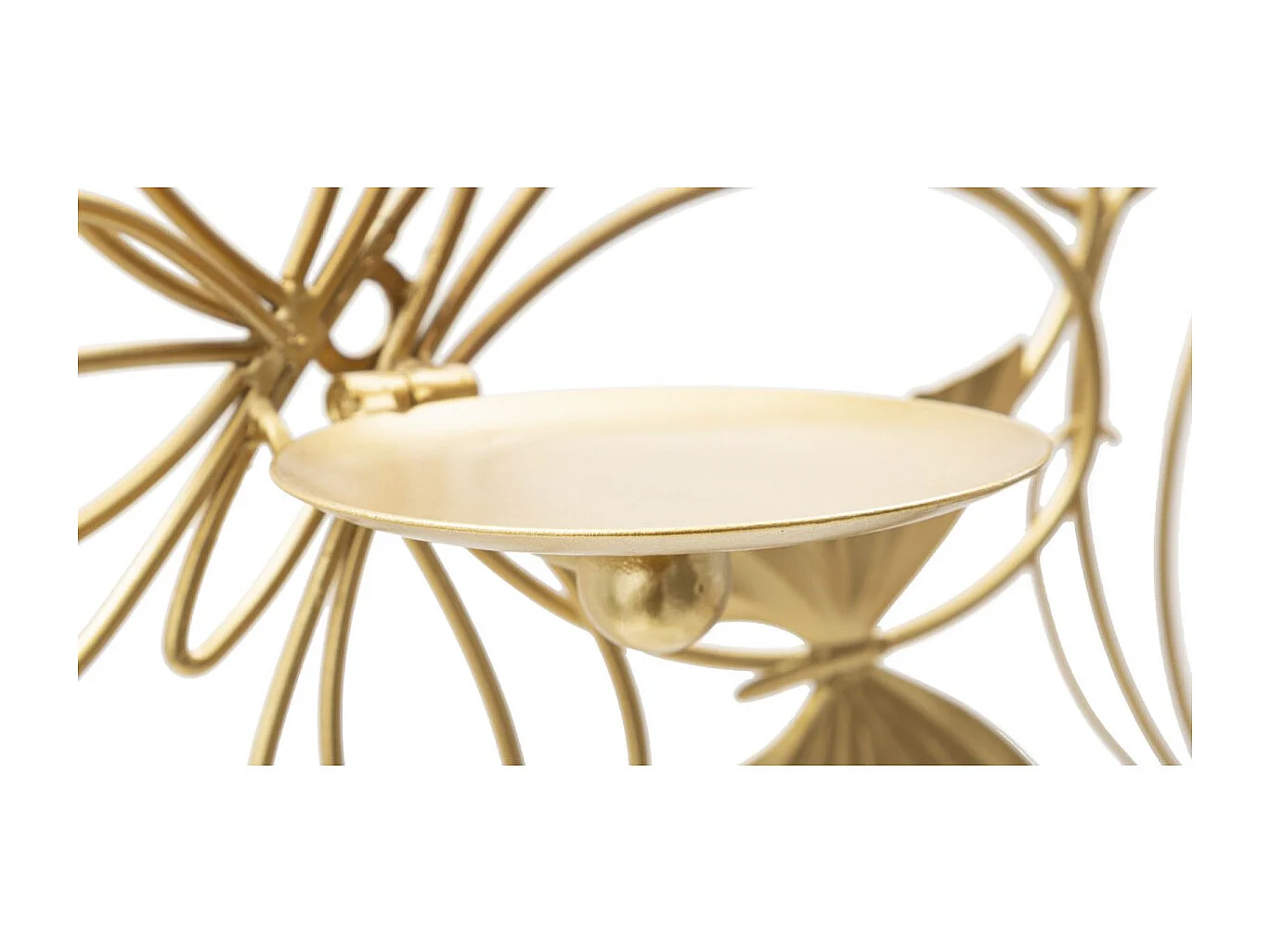 Gouden metalen wandkaarsenhouder 61x12x34 cm