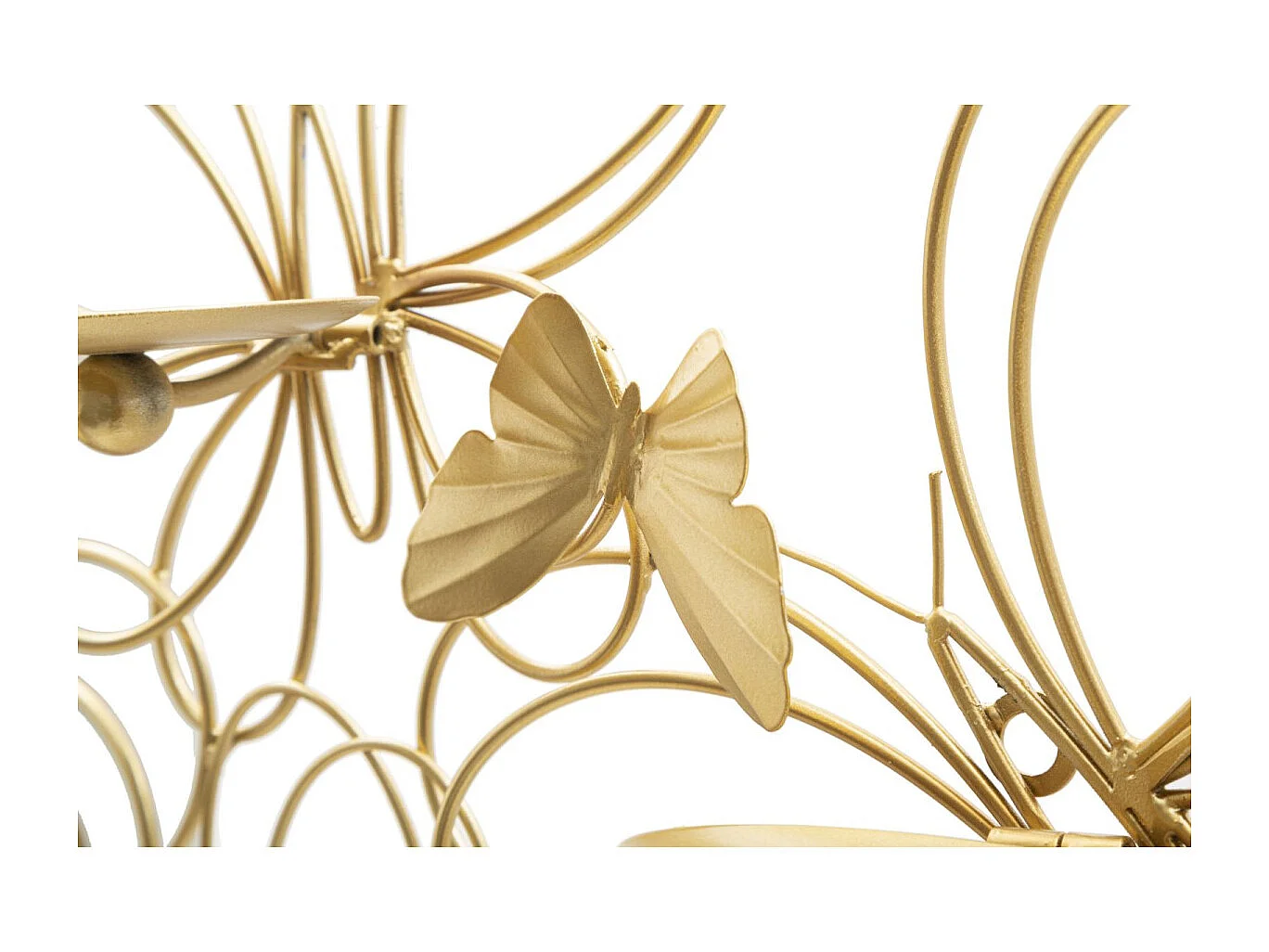 Gouden metalen wandkaarsenhouder 61x12x34 cm