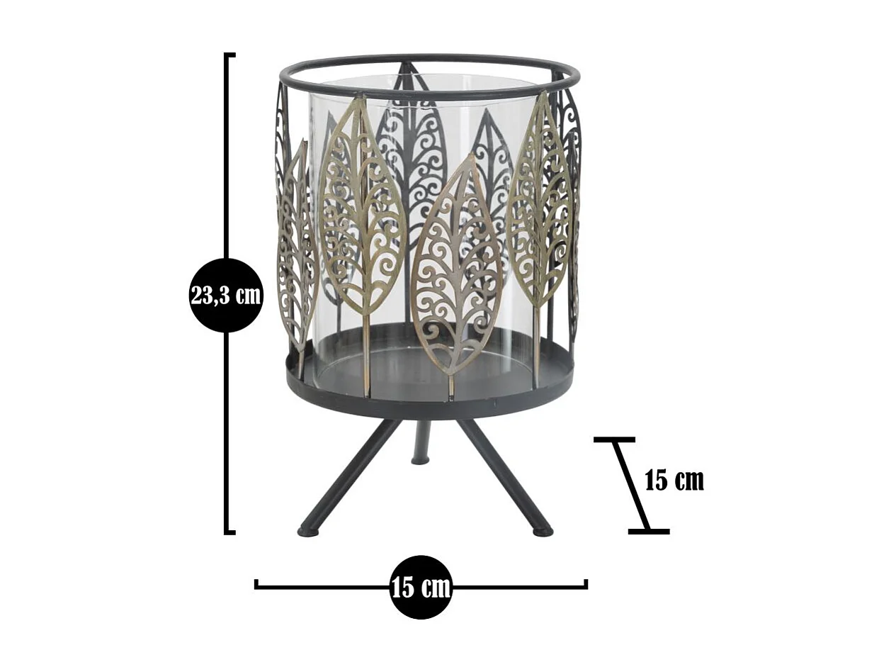 Portacandele in metallo grigio foglie Ø cm 15x24