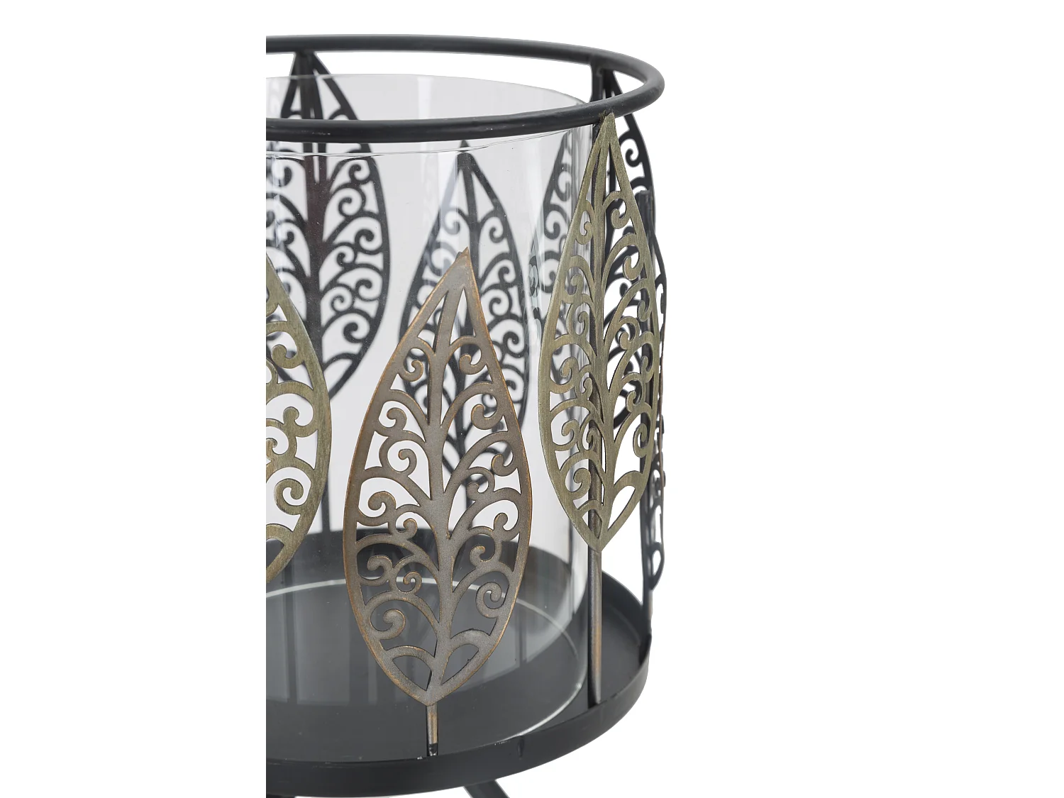 Portacandele in metallo grigio foglie Ø cm 15x24