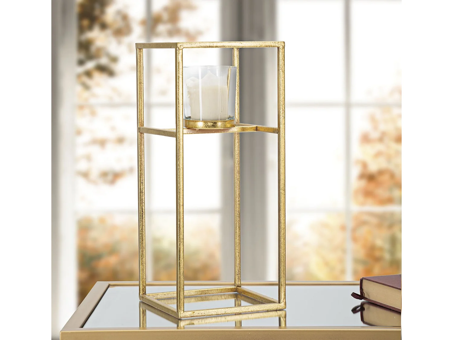 Bougeoir Design en Métal "Elegant" 35cm Or
