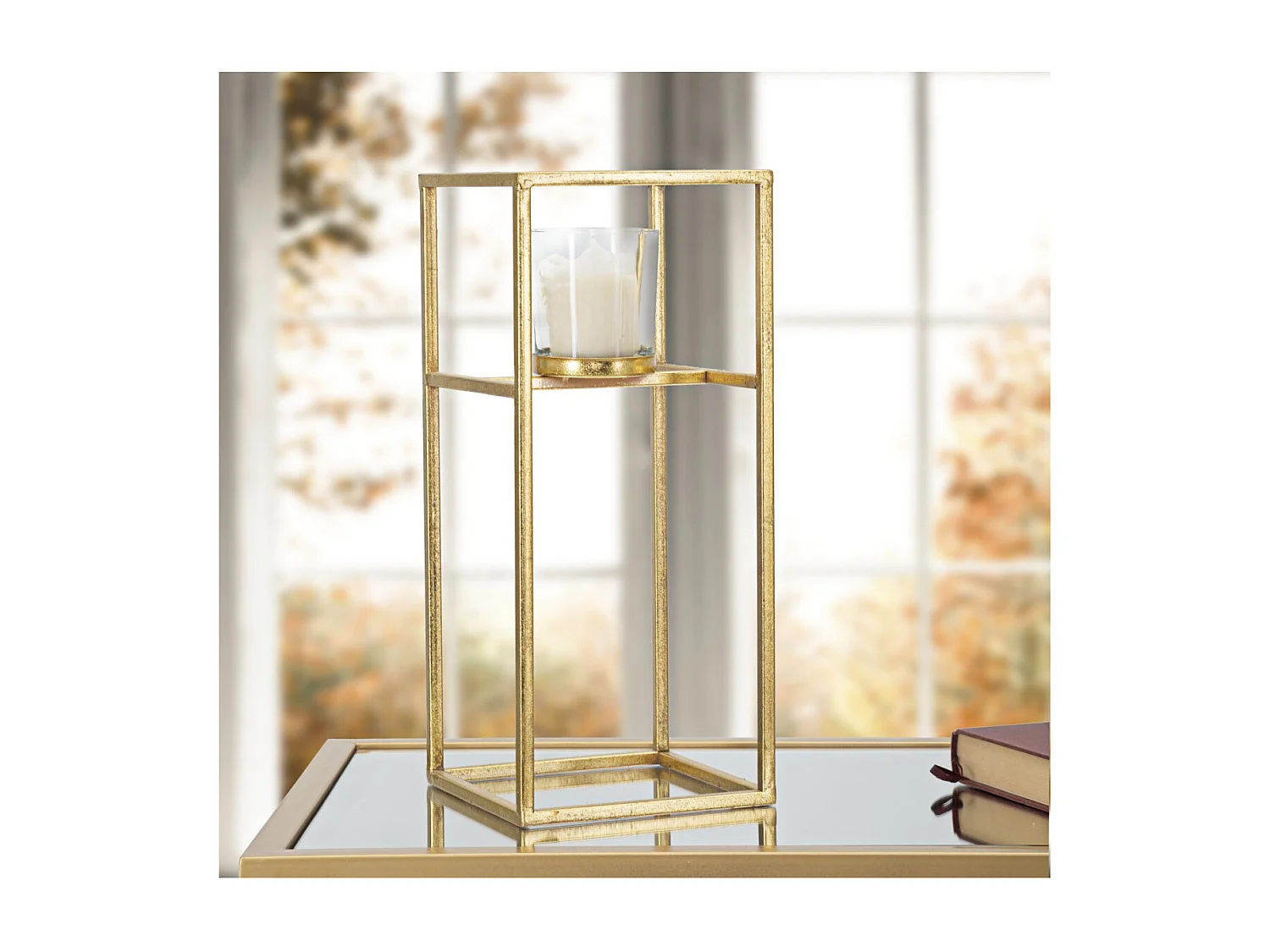 Bougeoir Design en Métal "Elegant" 35cm Or