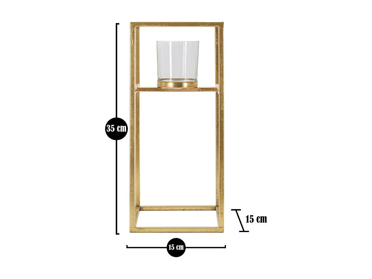 Bougeoir Design en Métal "Elegant" 35cm Or