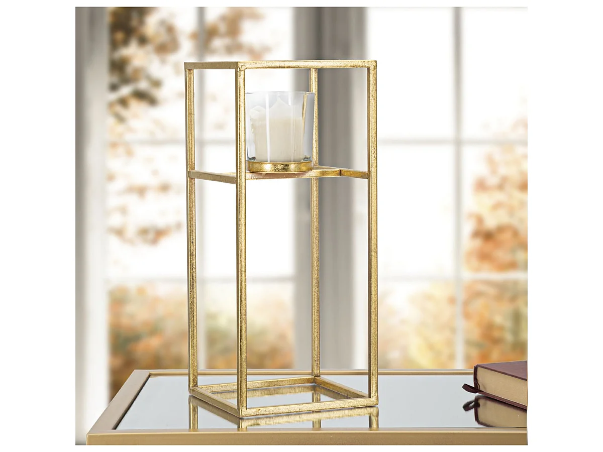 Bougeoir Design en Métal "Elegant" 35cm Or