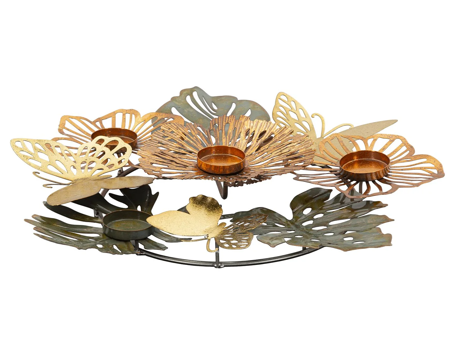 Meerkleurige metalen kaarsenhouder 45x42,5x6,5 cm