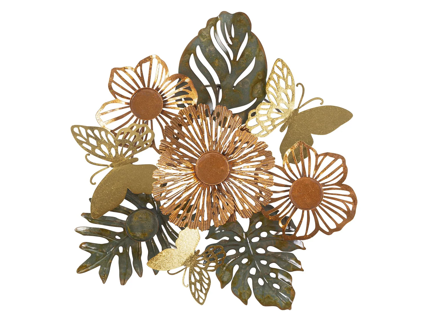 Meerkleurige metalen kaarsenhouder 45x42,5x6,5 cm