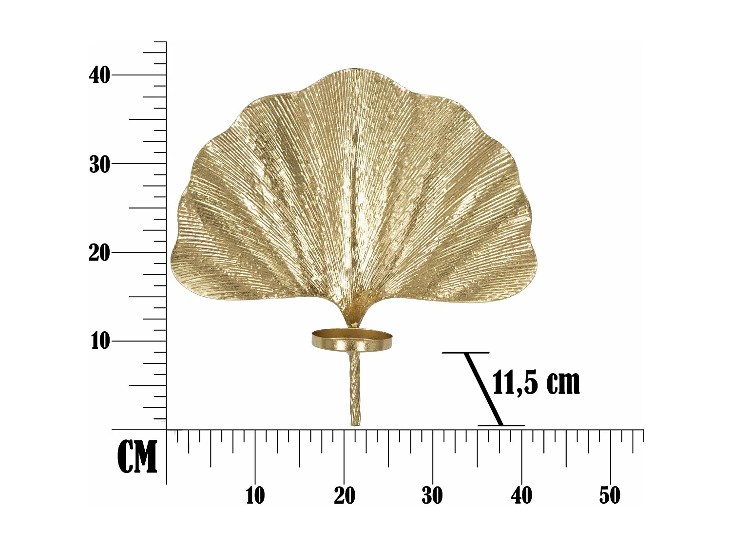 Bougeoir Mural Design en Métal "Leaf" 41cm Or