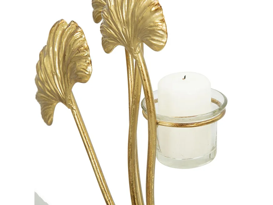 Bougeoir Design en Métal "Iris" 55cm Or