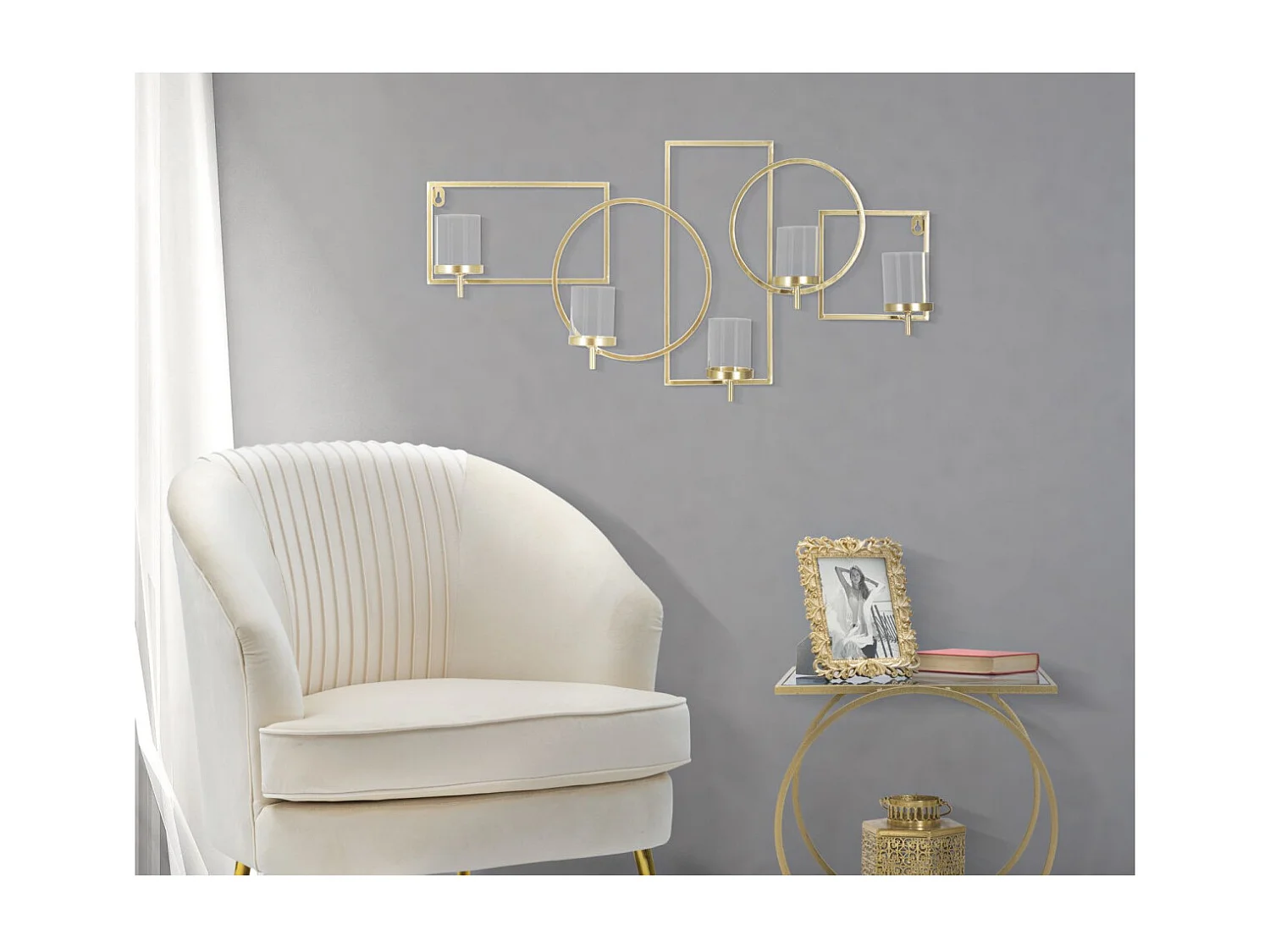 Bougeoir Mural en Métal "Marie" 70cm Or