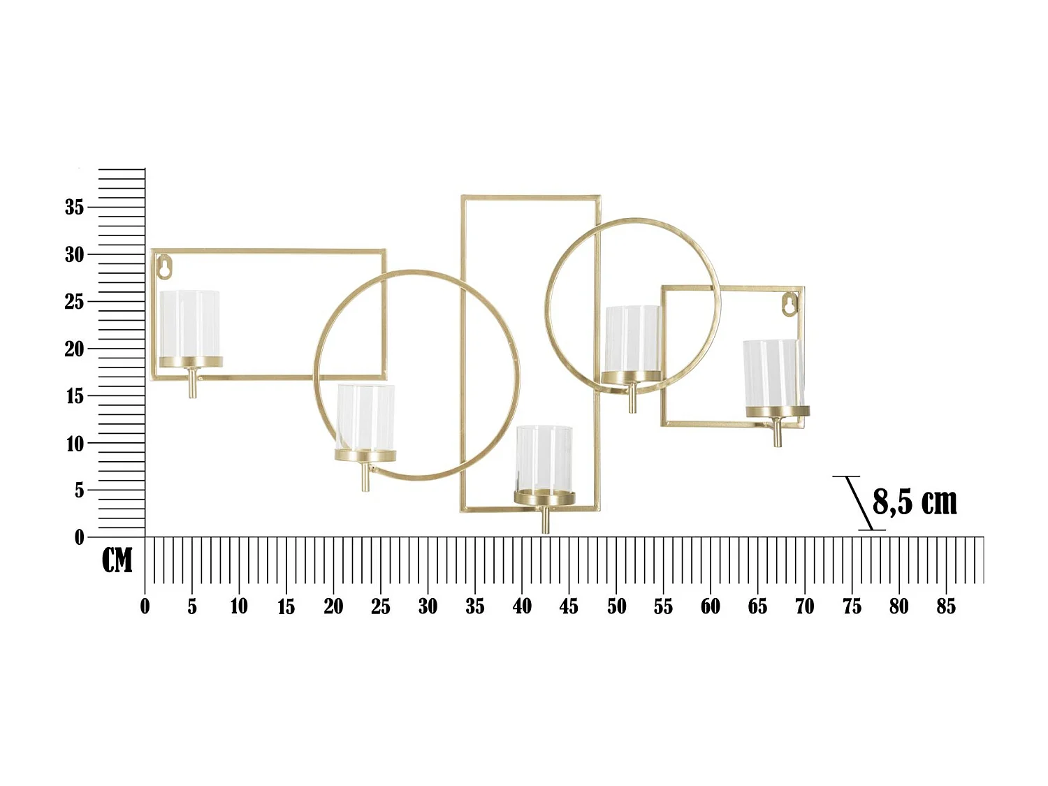 Bougeoir Mural en Métal "Marie" 70cm Or