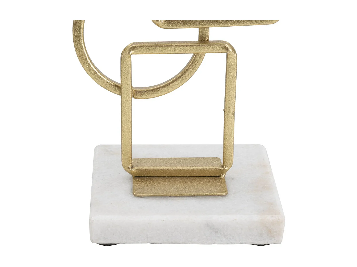 Portacandele geometrico in metallo dorato con marmo cm 13x10x31,5