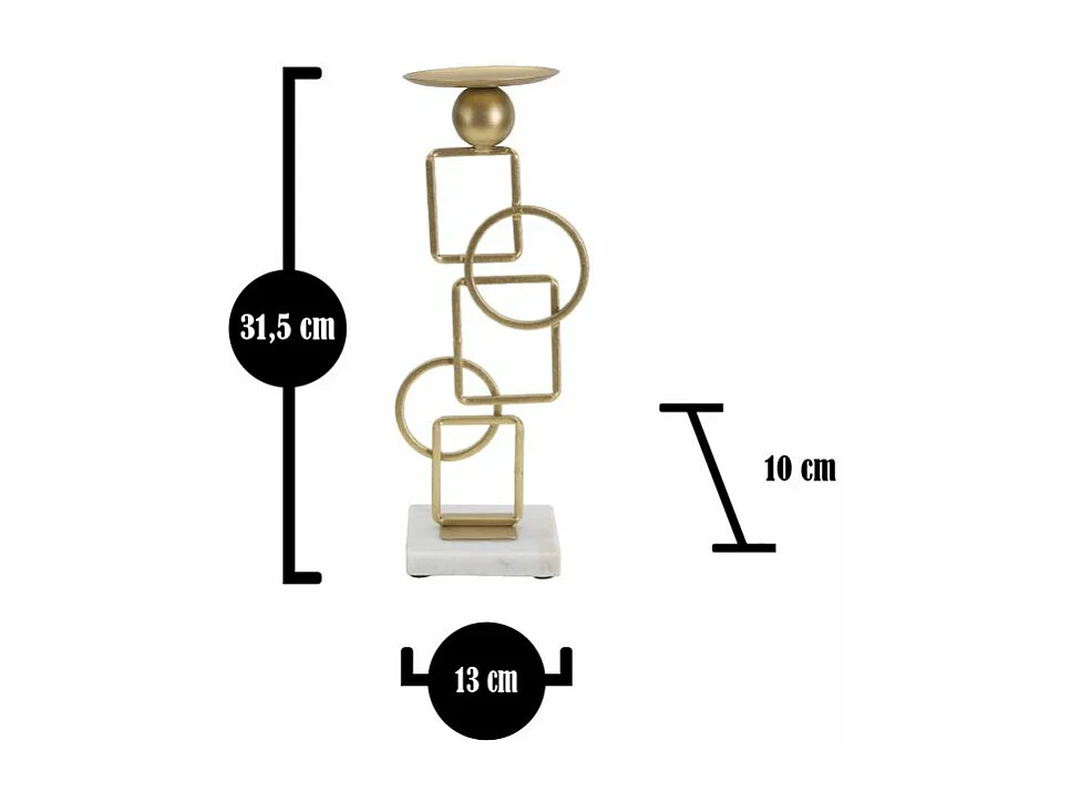 Bougeoir Design en Métal "Marie" 31cm Or
