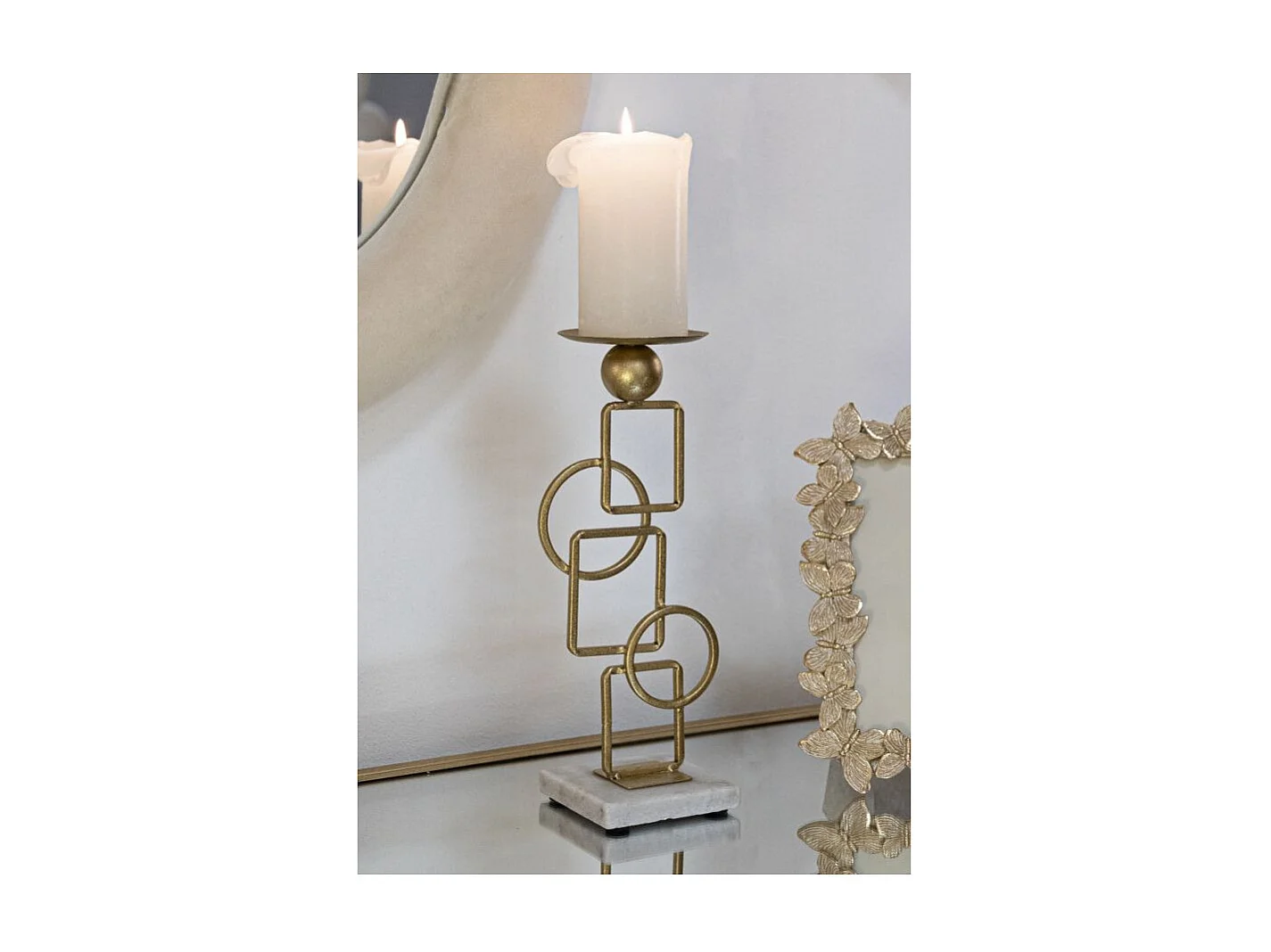 Bougeoir Design en Métal "Marie" 31cm Or