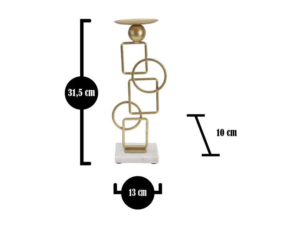 Bougeoir Design en Métal "Marie" 31cm Or