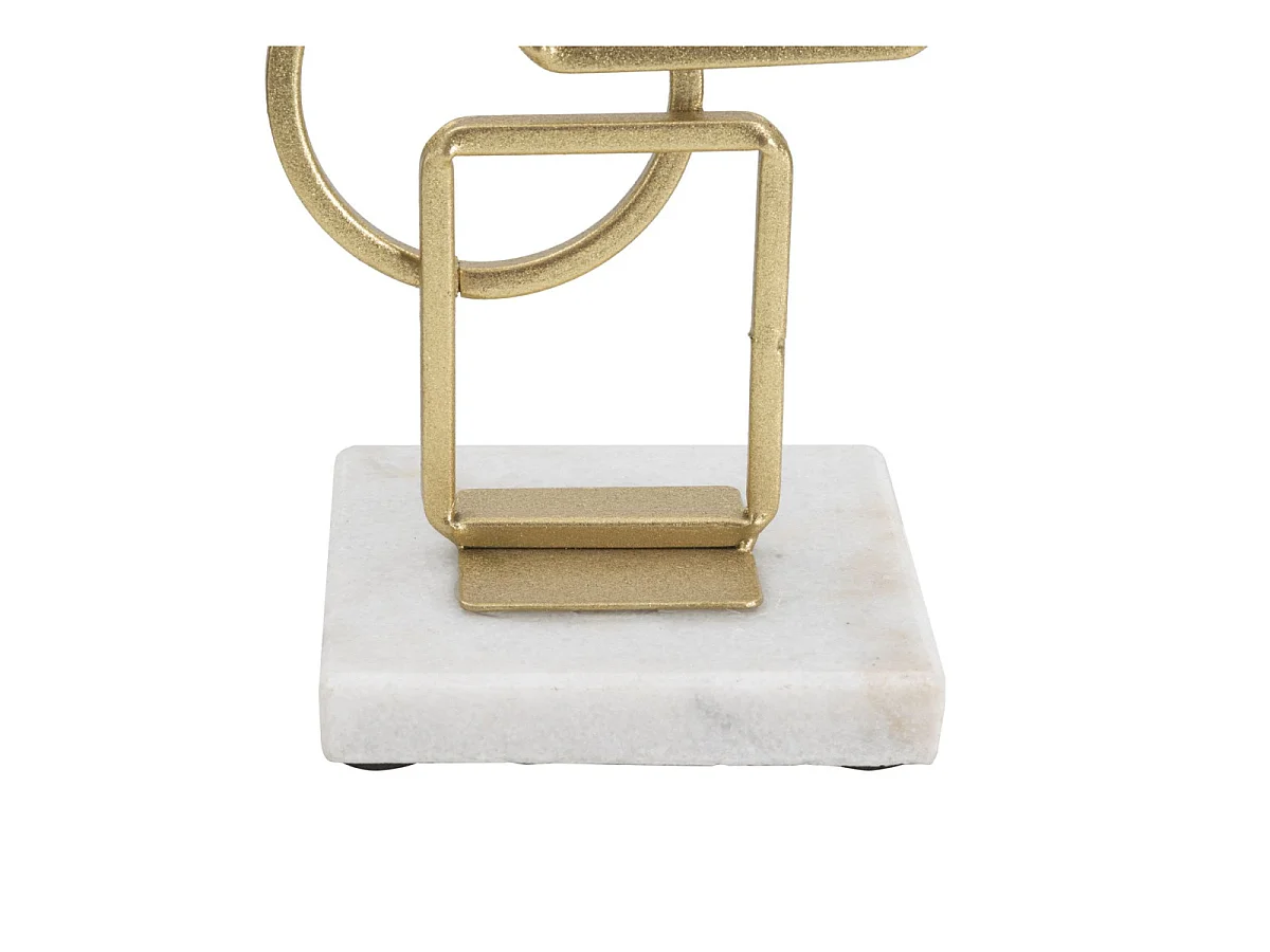 Geometrischer Kerzenhalter aus Metall goldfarben mit Marmor 13x10x31,5 cm