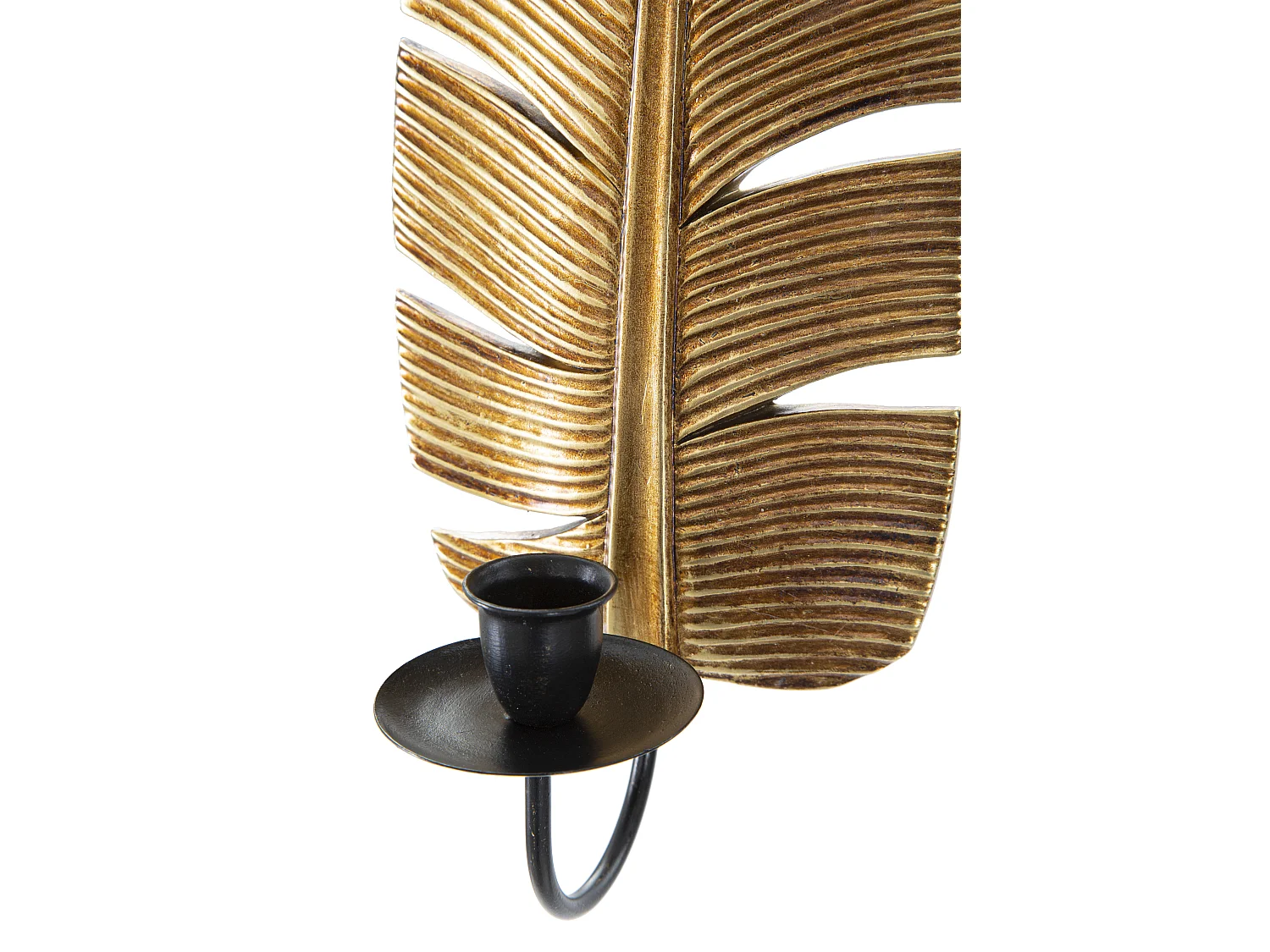 Bougeoir Mural Design "Feuille de Palmier" 31cm Or