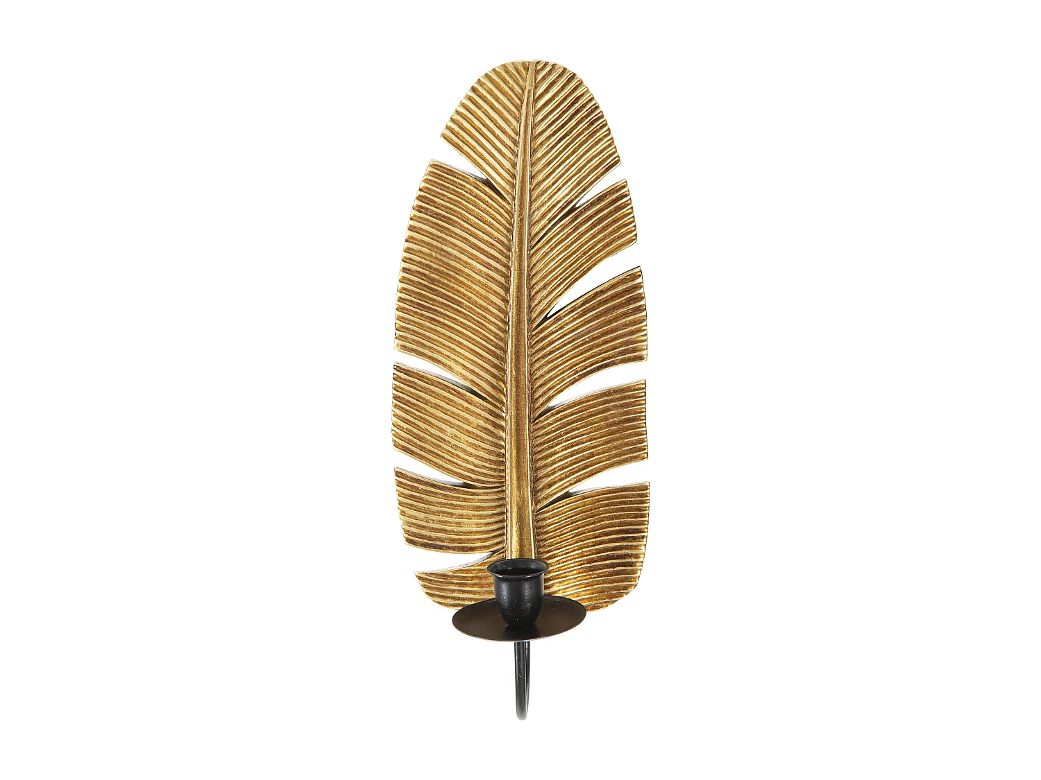 Bougeoir Mural Design "Feuille de Palmier" 31cm Or