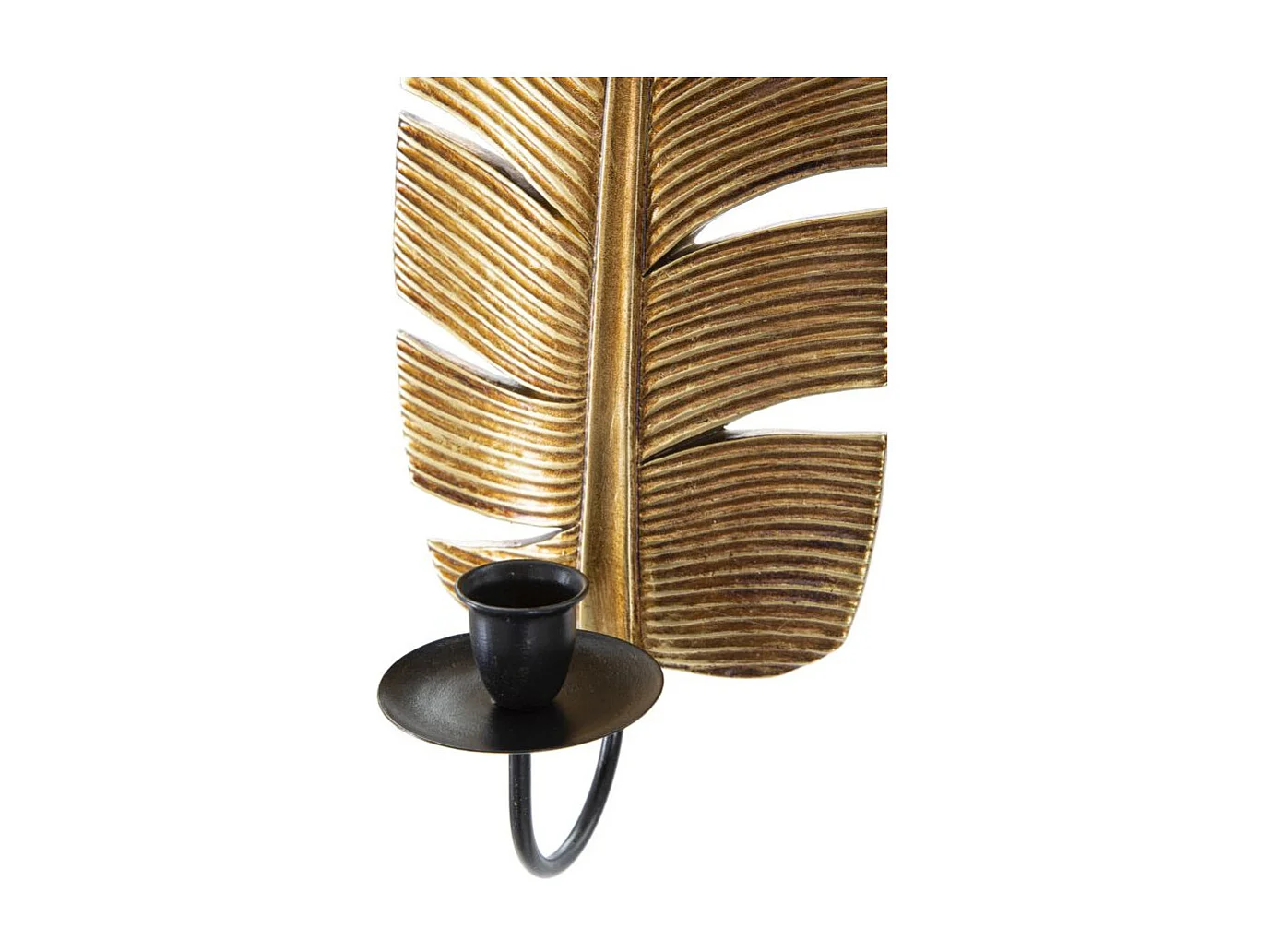 Bougeoir Mural Design "Feuille de Palmier" 31cm Or