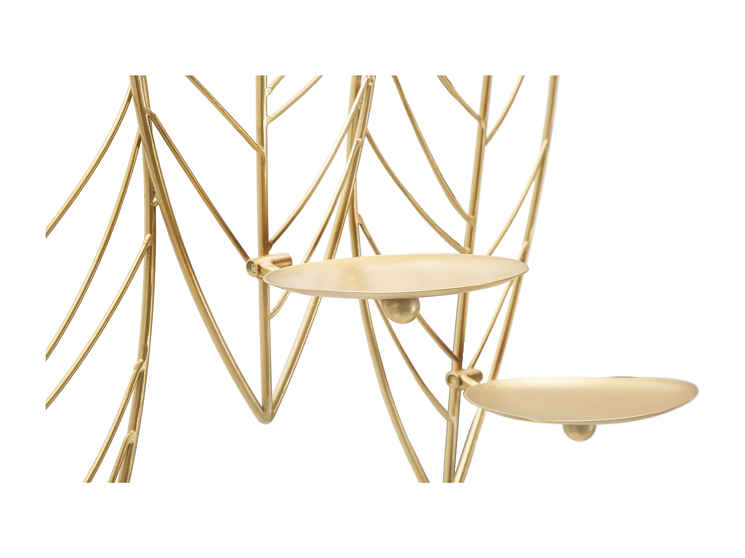 Bougeoir Mural en Métal "Feuilles" 66cm Or