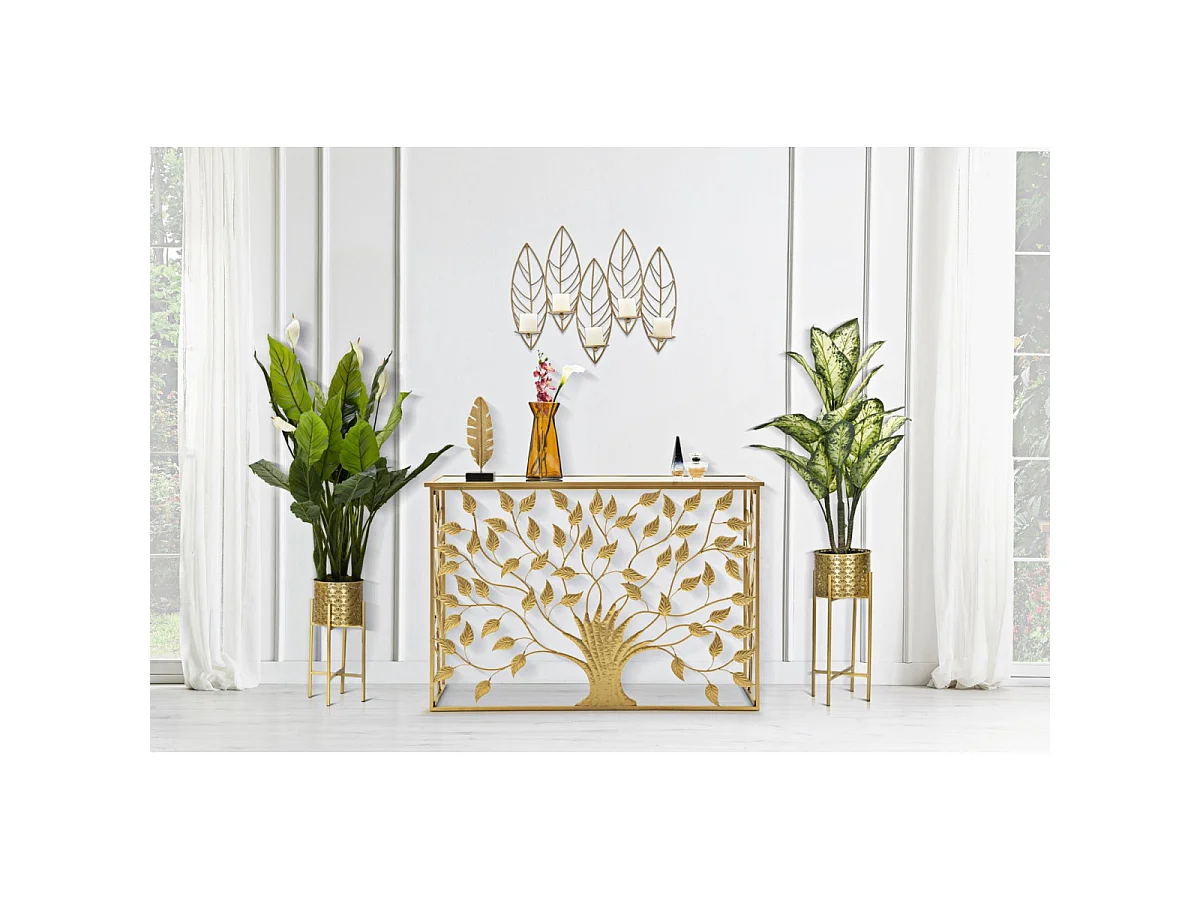 Wandkerzenhalter aus Metall goldfarben 66x14x56 cm