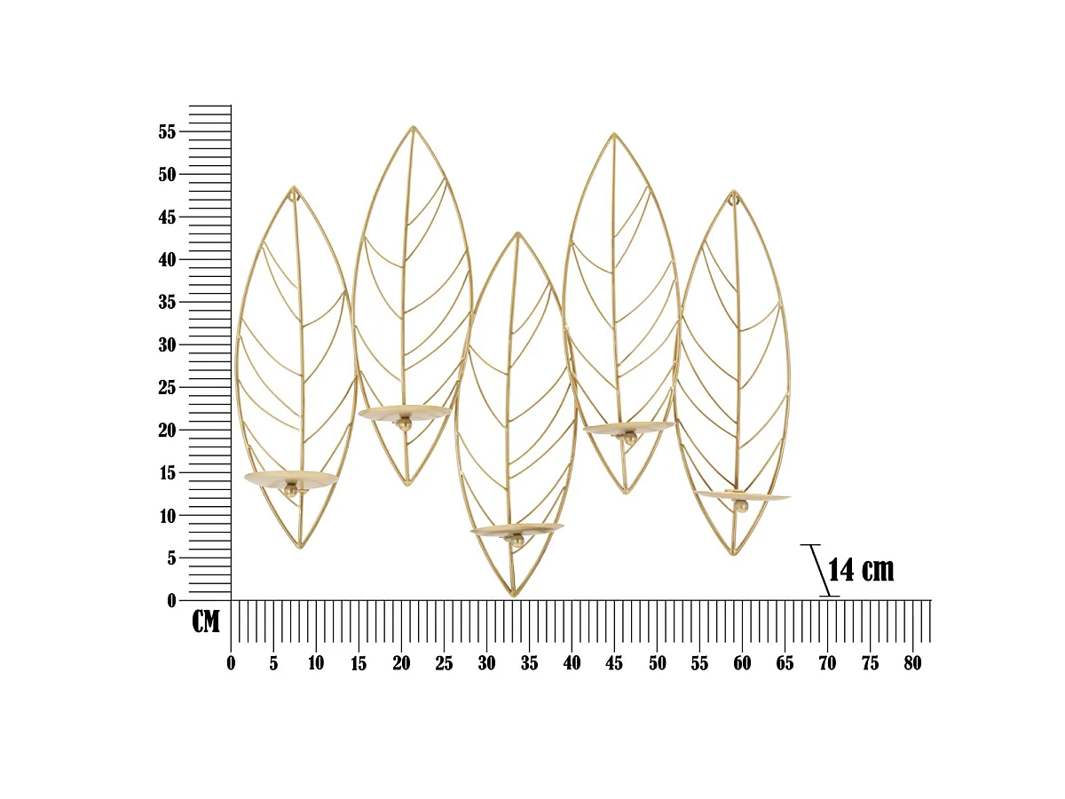 Wandkerzenhalter aus Metall goldfarben 66x14x56 cm