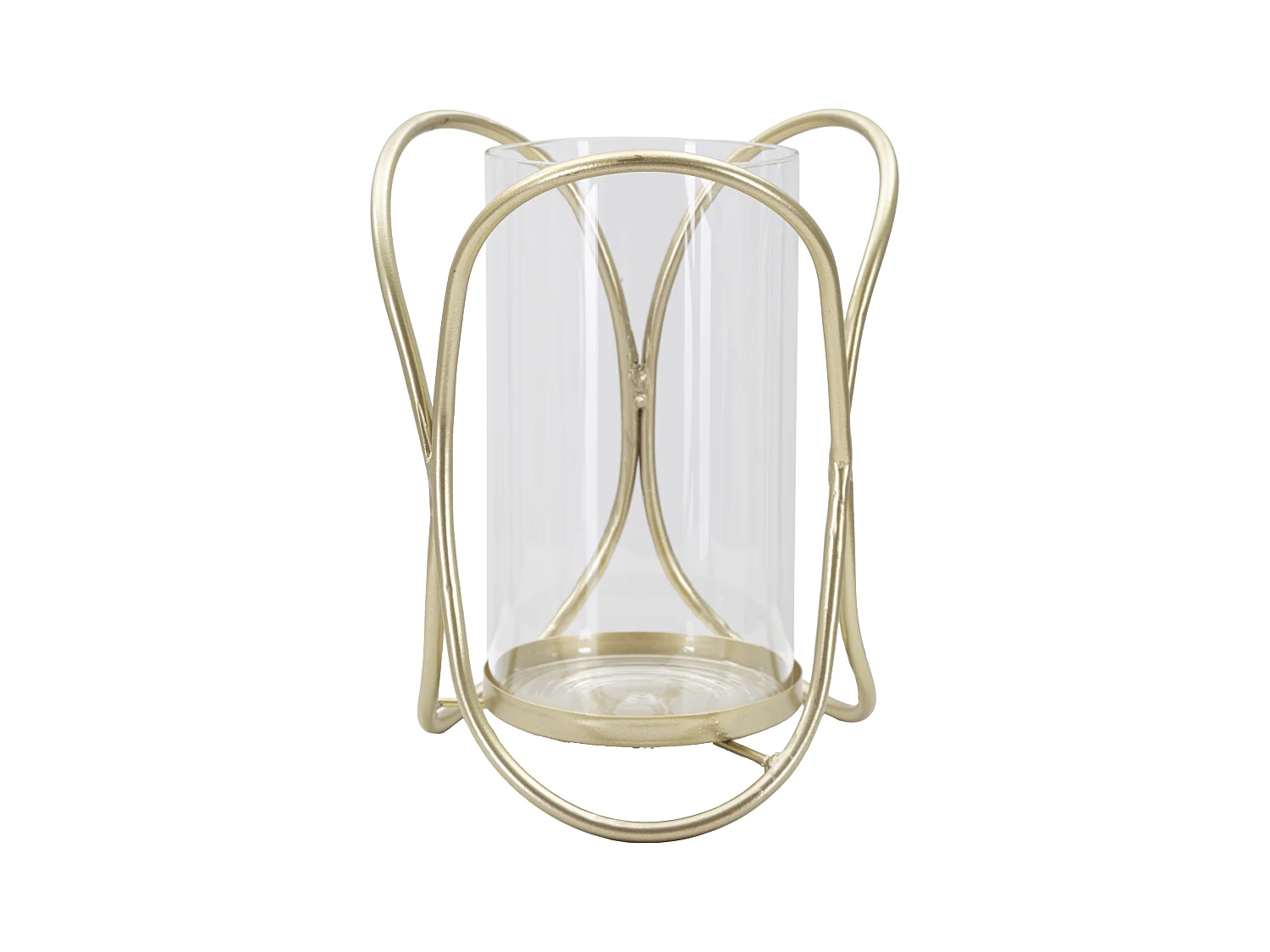 Support de Bougie en Métal Doré avec Coupelle en Verre - Porte-bougie Glox Gold Ø 16x21,5 cm, Design Géométrique Élégant avec Lignes Douces