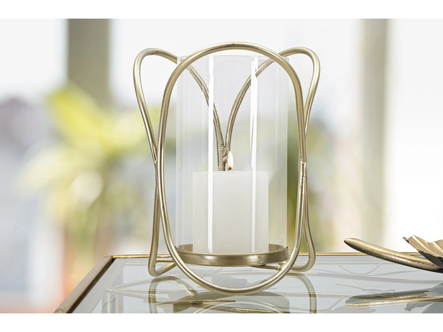 Photophore Design en Verre "Glox" 21cm Or Clair