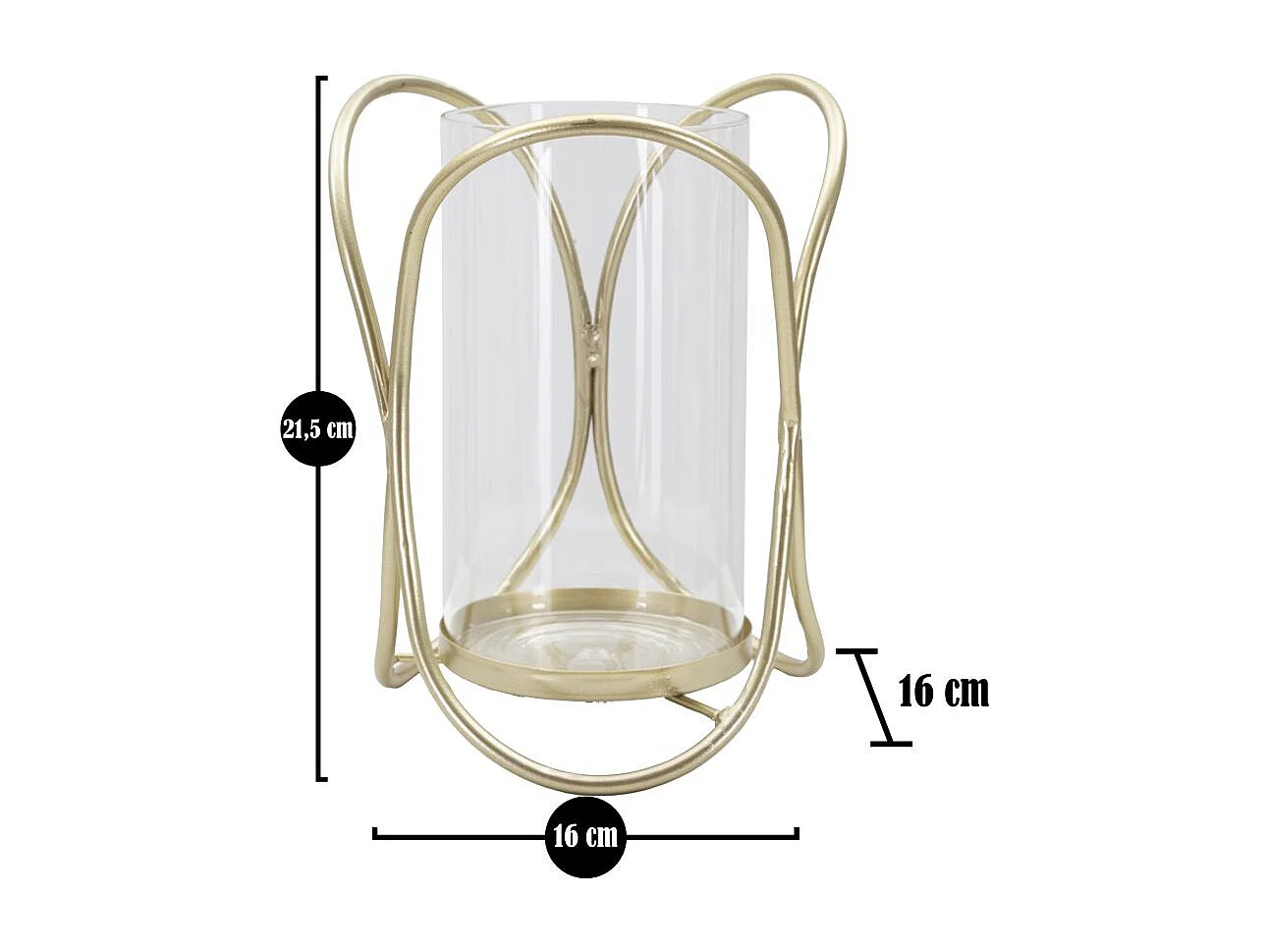 Photophore Design en Verre "Glox" 21cm Or Clair