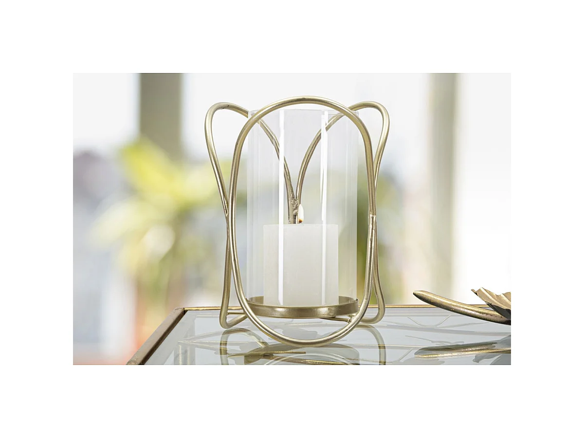 Photophore Design en Verre "Glox" 21cm Or Clair