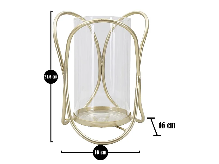 Photophore Design en Verre "Glox" 21cm Or Clair
