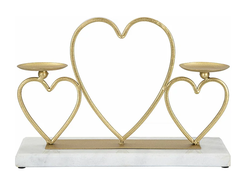 Bougeoir Design en Marbre "Cœur" 30cm Or