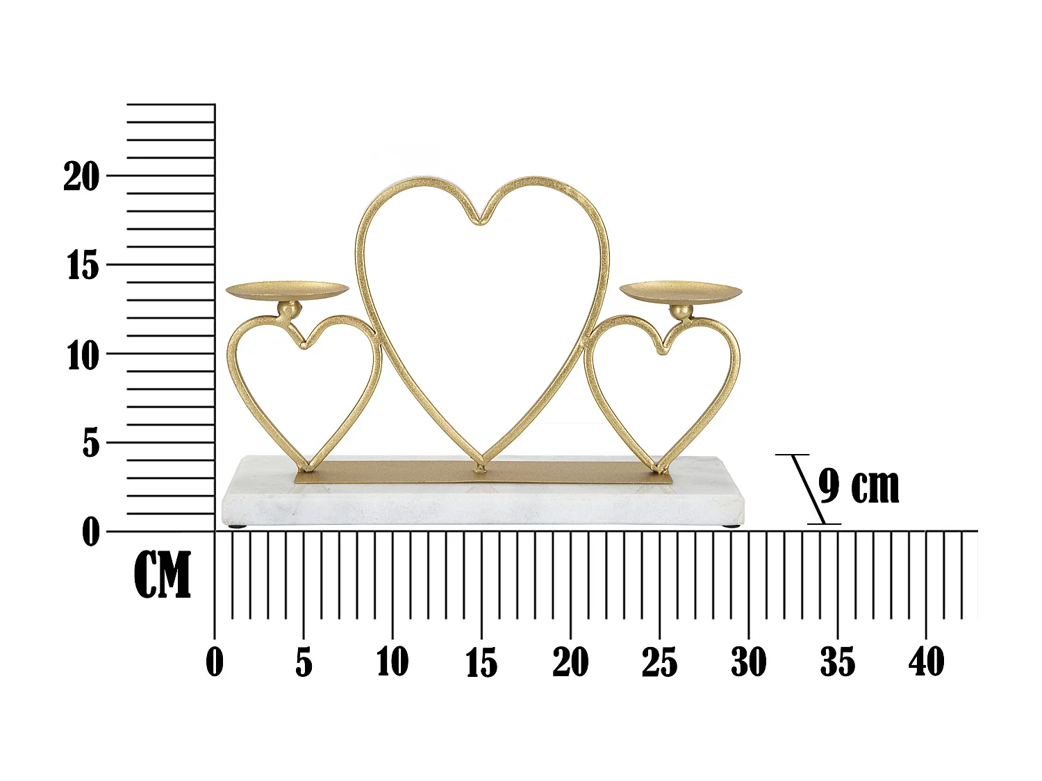 Bougeoir Design en Marbre "Cœur" 30cm Or
