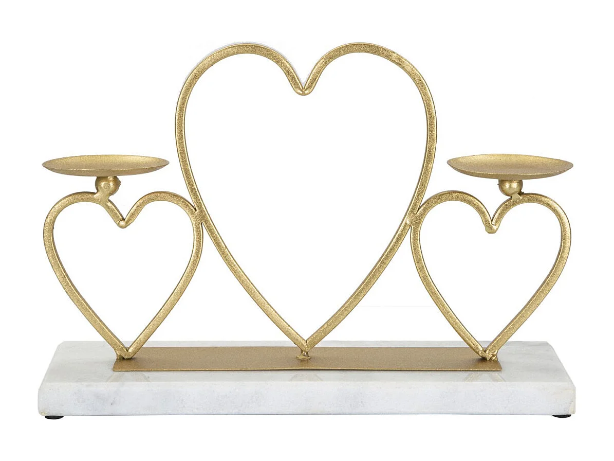 Bougeoir Design en Marbre "Cœur" 30cm Or